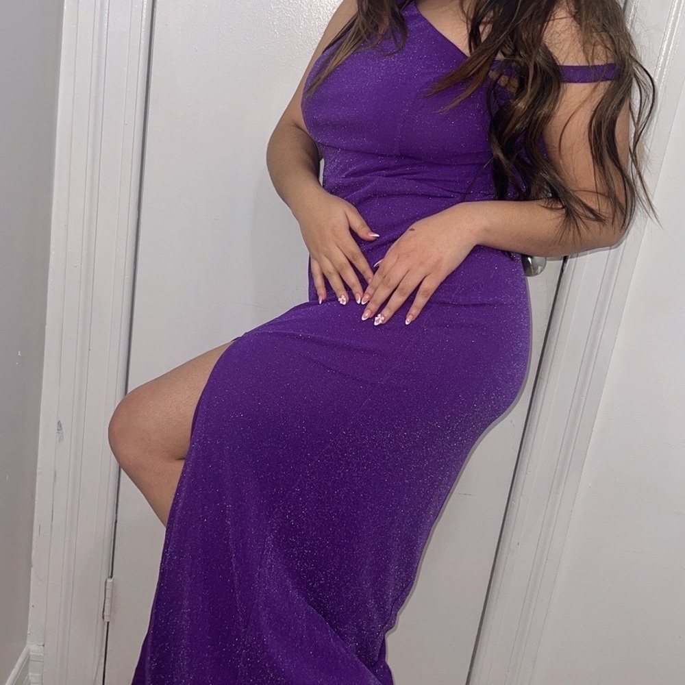 Purple Maxi Gown with Slit and One Shoulder for Prom